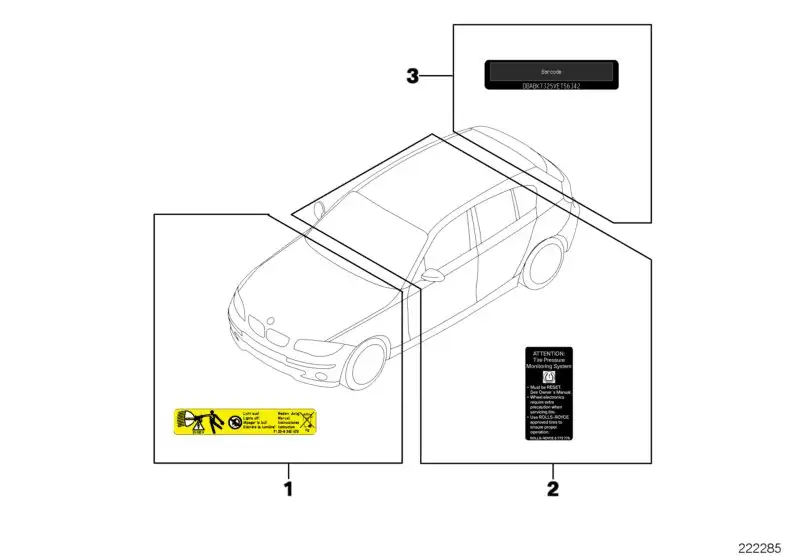 BMW Hinweisschild Zündspule E36 E39 E46 E52 E53 E60 E61 E63 E64 E