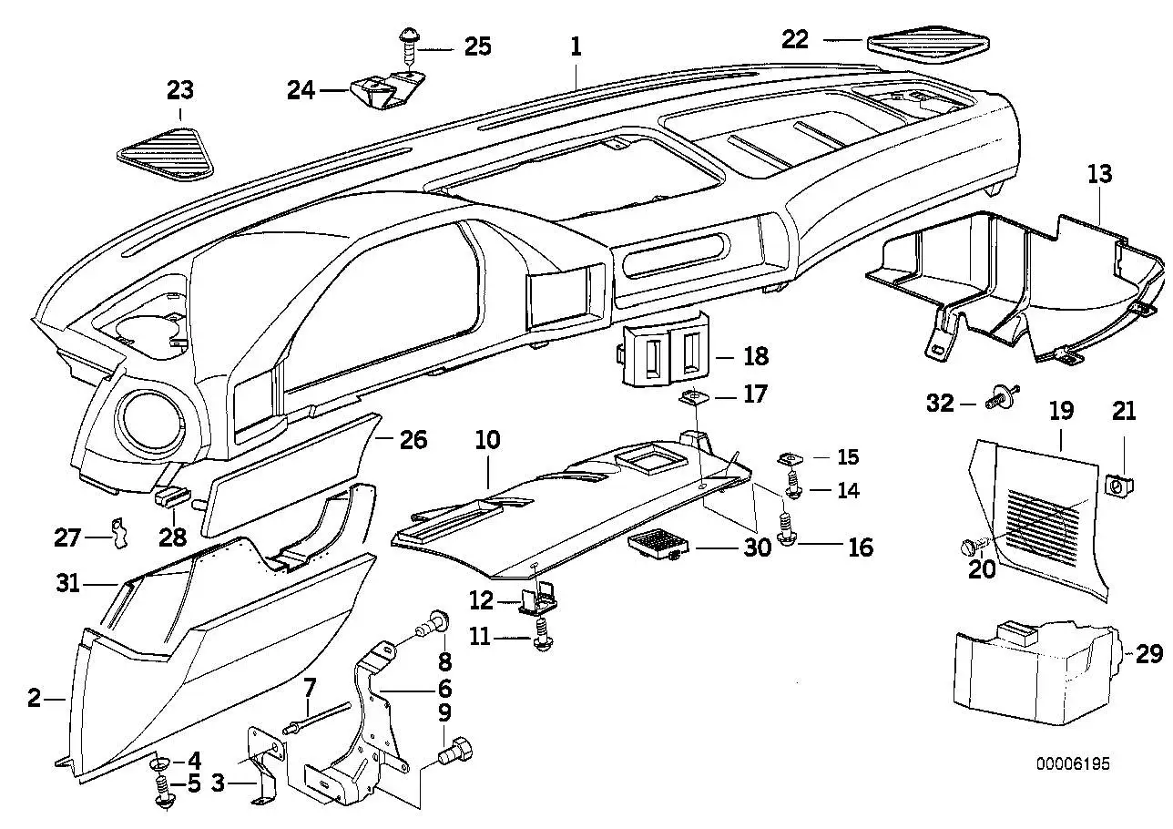 BMW Blende rechts E34 51458110498
