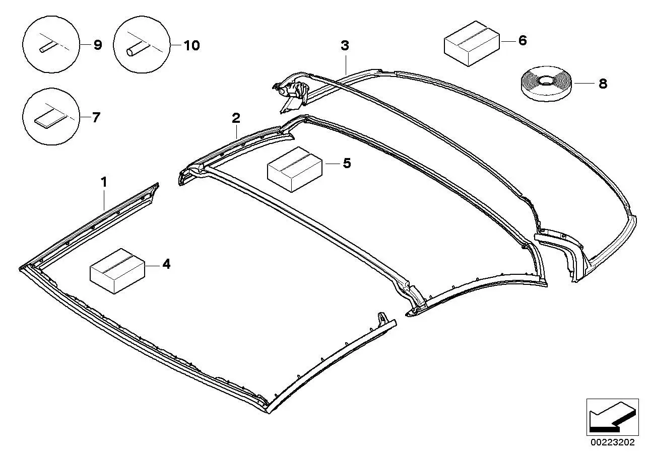 BMW Dichtung Dachschale Mitte E93 54377128761 - 3er E93