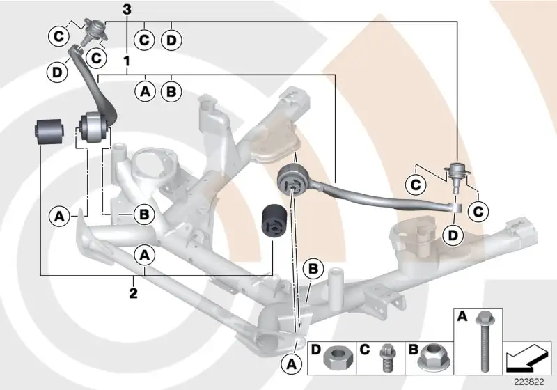 BMW Satz Gummilager Zugstrebe E53 31122180460 - X5 E53