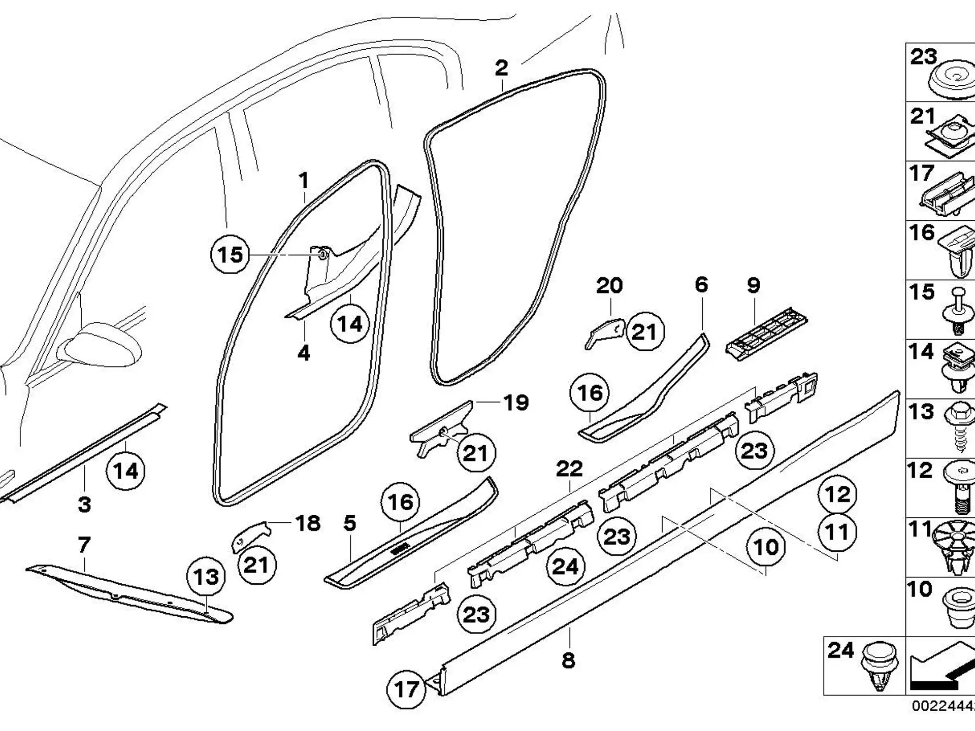 BMW Satz Halteleisten rechts E90 E91 51777224456