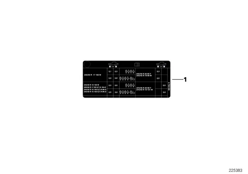 BMW Hinweisschild Reifendruck 71246754769 - Bildposition 01