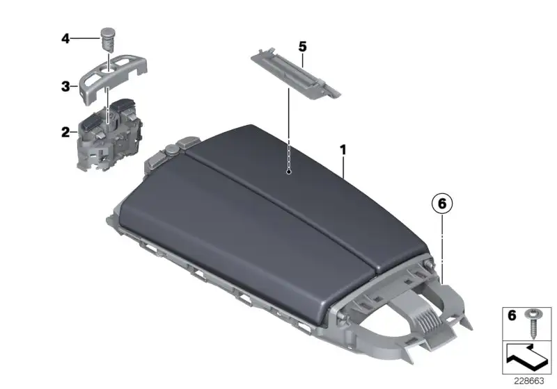 BMW Armauflage vorn Mitte 51169216385 - Bildposition 01