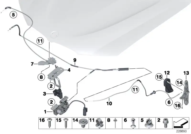 BMW Schloss Frontklappe F25 F26 51237224883 - Bildposition 01