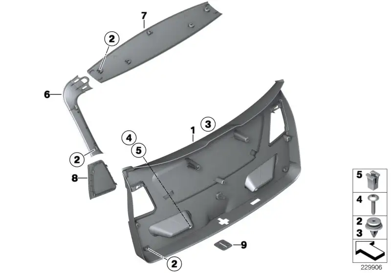 BMW Abdeckung Heckklappe links 51497260049 - Bildposition 08