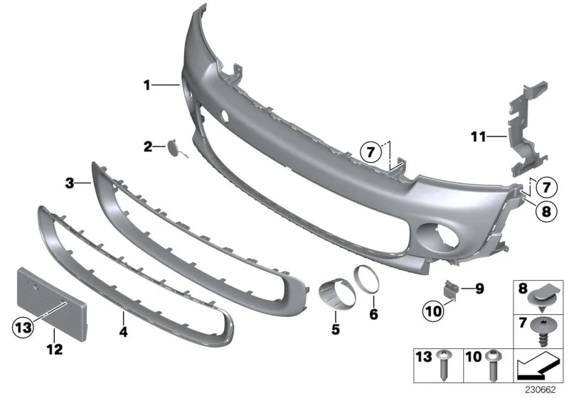 BMW Verkleidung Stossfänger grundiert vorn R55 R56 R57 R58 R59 51117268746