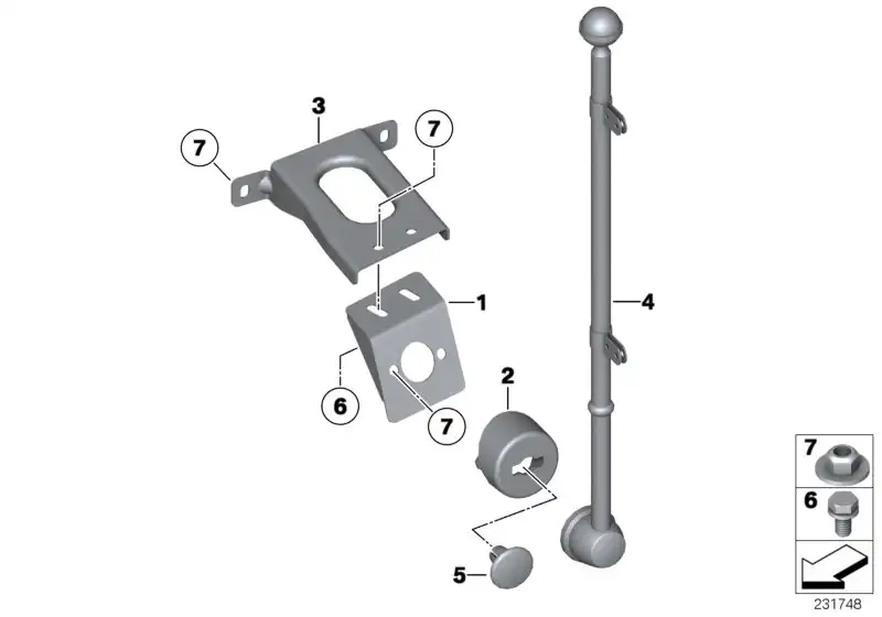 BMW Abstützung Standartenhalter links 72607206095 - Bildposition