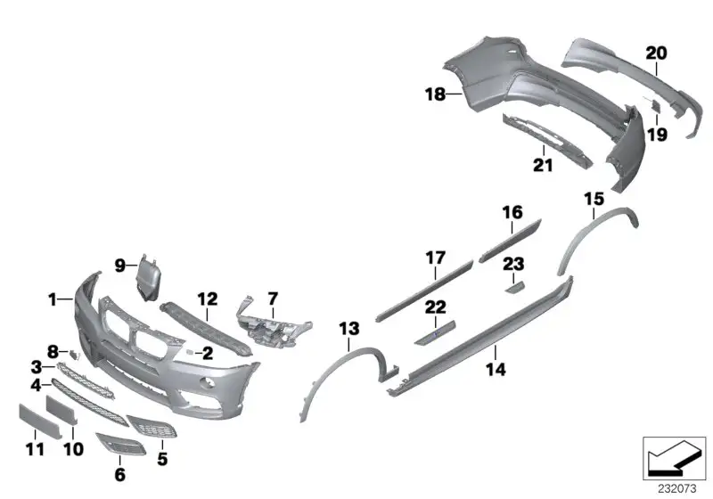 BMW Verkleidung Stossfänger grundiert hinten F25 51128056245 - X3
