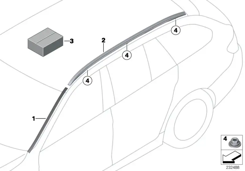 BMW Dachreling rechts F11 51137234902