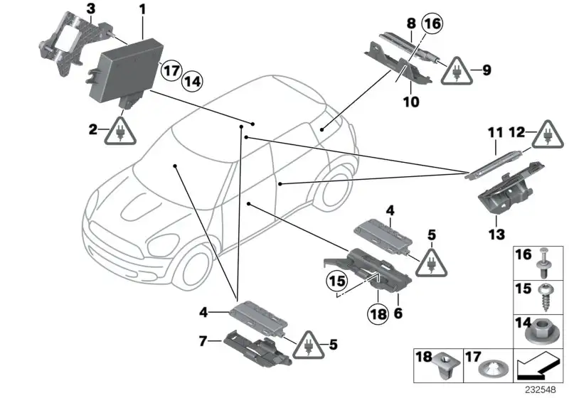 BMW Innenraumantenne Komfortzugang R55 R56 R57 R58 R59 R60 R61 61
