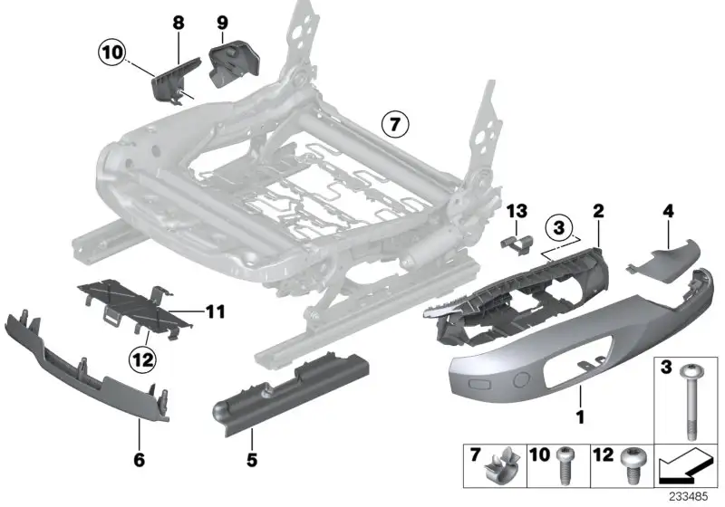 BMW Blende Sitz aussen links F25 F26 52107385861 - Bildposition 0