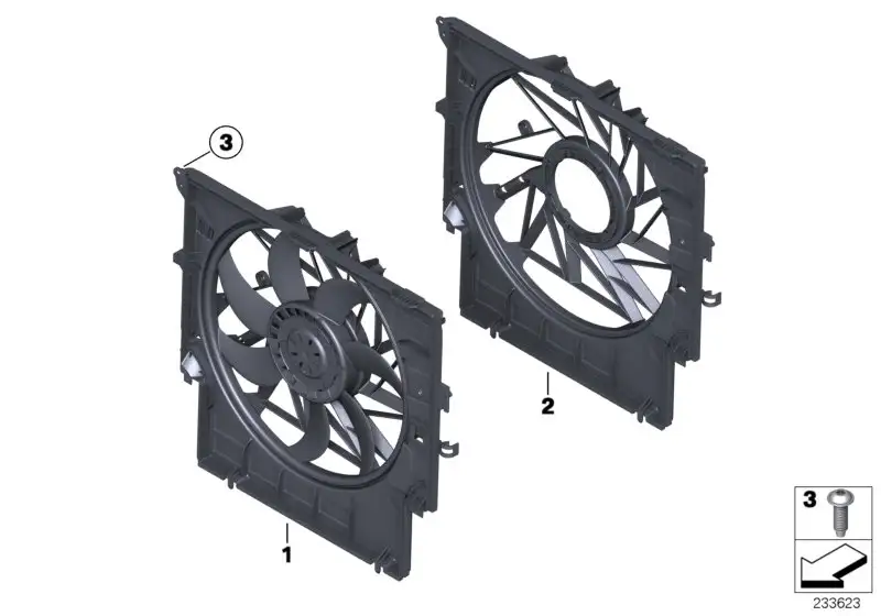 BMW Lüfterzarge mit Lüfter F25 F26 17427601176 - X3 F25, X4 F26