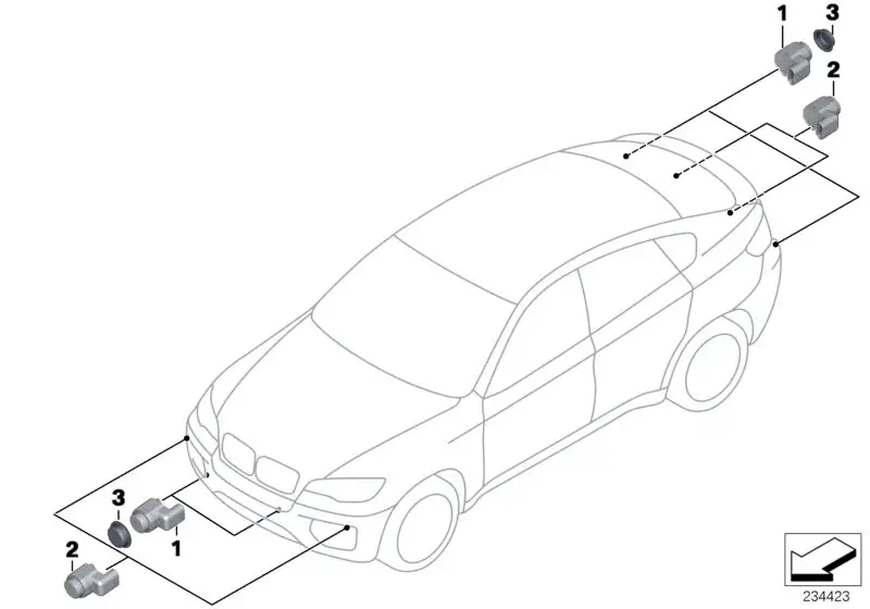 BMW Ultraschallsensor Black Sapphire E60 E61 E63 E64 E70 E71 E72