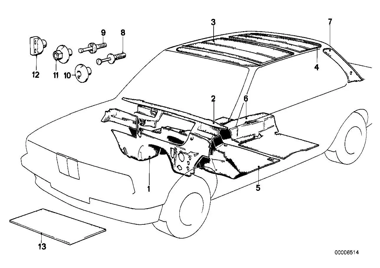 BMW Schallisolierung Stirnwand Motorraum Li. E30 51481916443