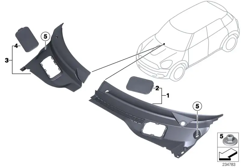 BMW Abdeckung Windlauf rechts R60 R61 51719808096 - MINI R60, MIN
