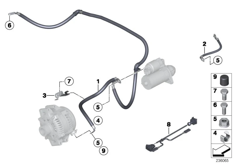 BMW Kabel Generator-Anlasser-Stützpunkt B+ E82 E88 E90 E91 E92 E93 12427556846