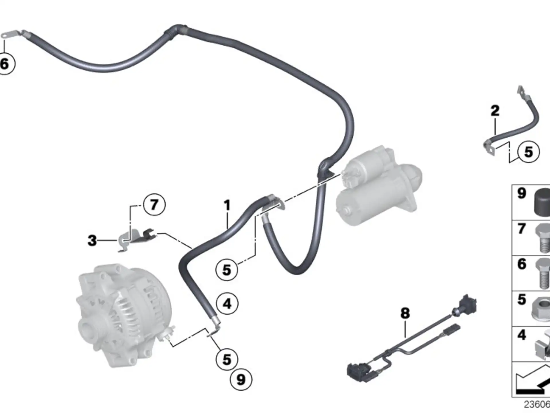 BMW Kabel Generator-Anlasser-Stützpunkt B+ E82 E88 E90 E91 E92 E93 12427556846