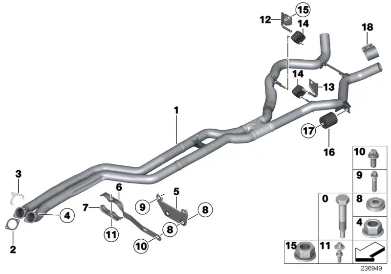 BMW Vorrohre mit X-Hose E90 E91 E92 E93 18307615959 - 3er E90, 3e