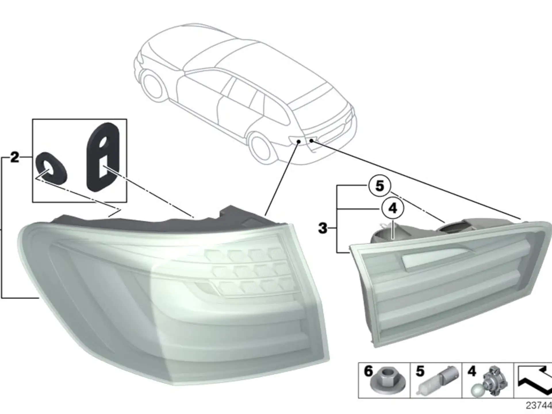 BMW Heckleuchte Heckklappe rechts F11 63217203228
