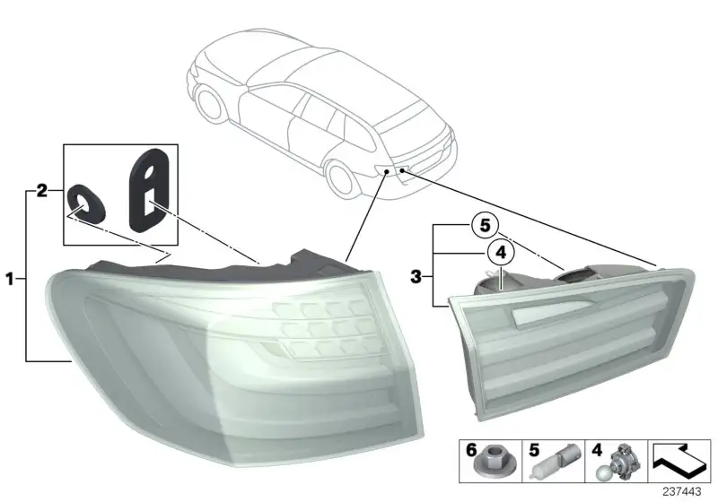 BMW Heckleuchte Heckklappe rechts F11 63217203228 - 5er F11