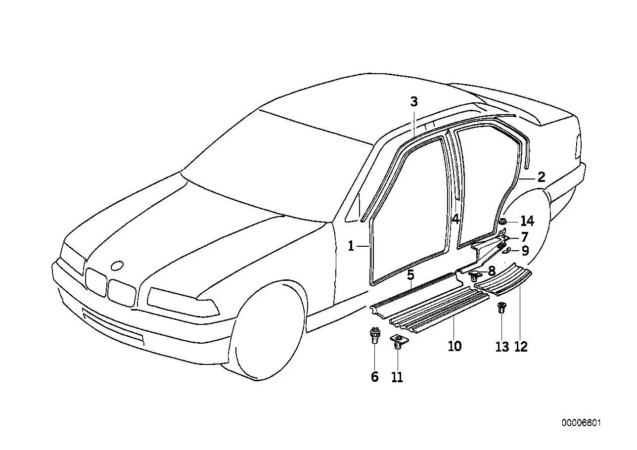 BMW Blende Einstieg vorn E36 51478222120 - Bildposition 10