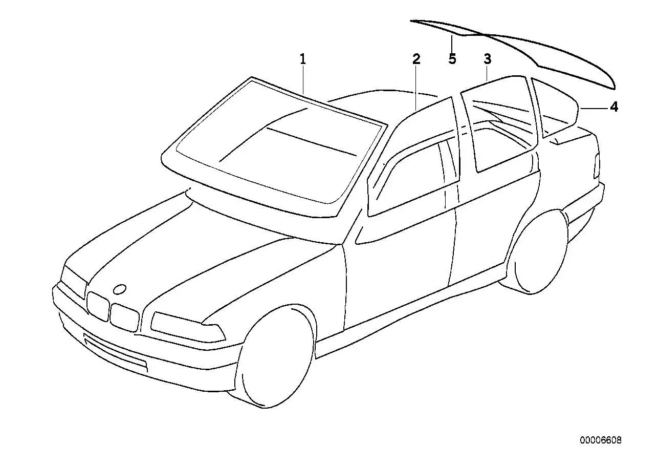 BMW Heckscheibe grün mit Antenne E36 51318173661 - Z3 E36