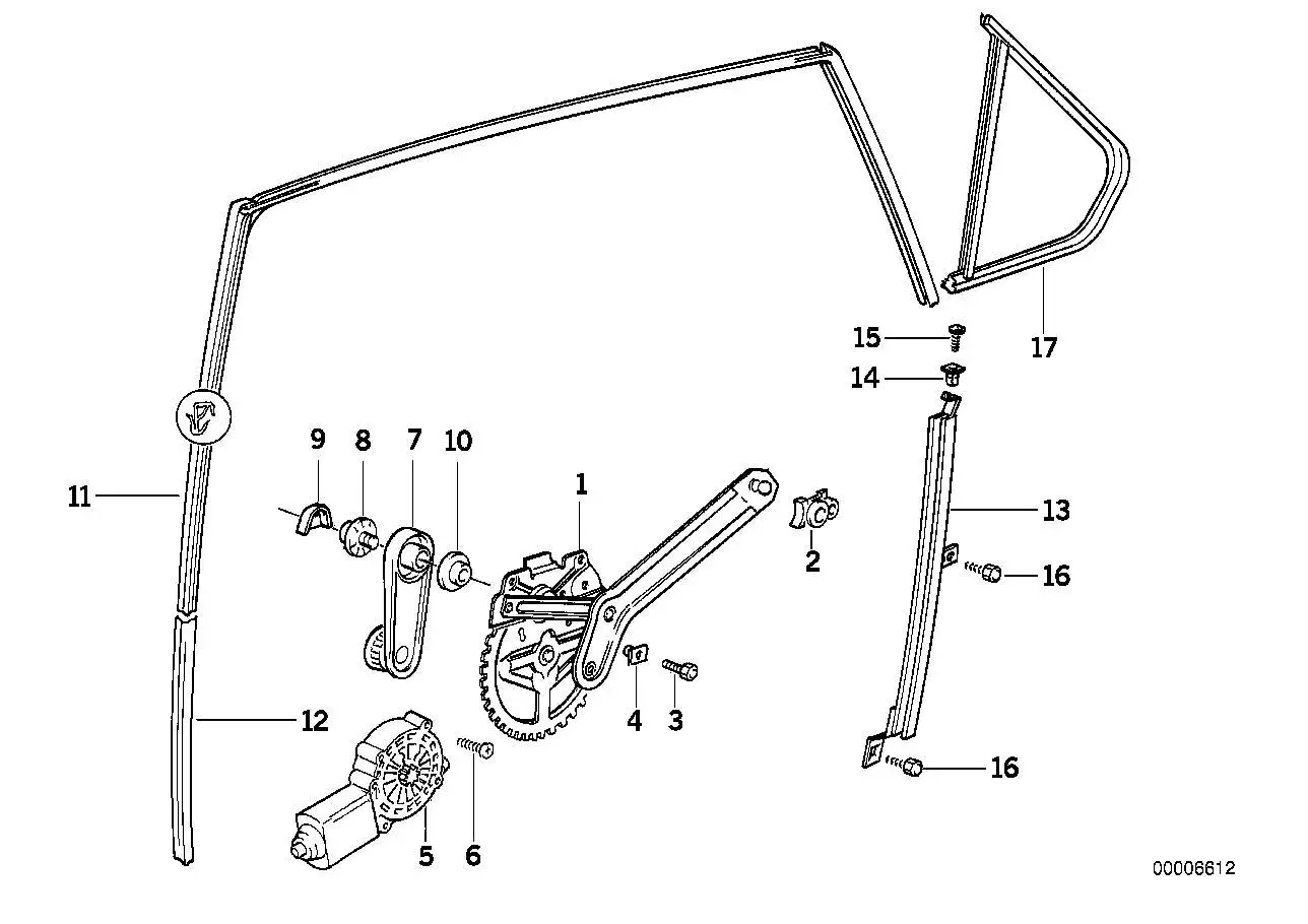 BMW Elektr.Fensterheber hinten links E36 51348119775