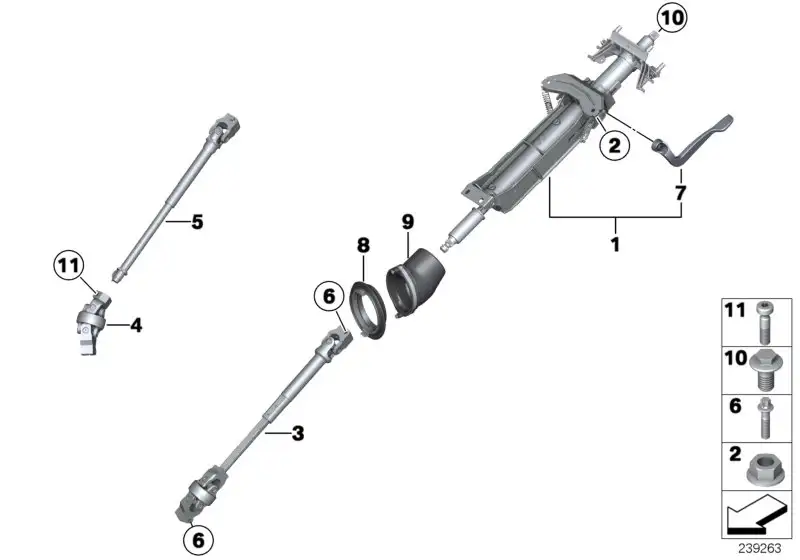 BMW Lenkspindel unten mit Doppelgelenk F25 F26 32306787334