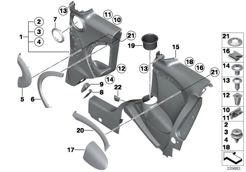 BMW Blende Türöffner Clubdoor chrom R55 51422756023