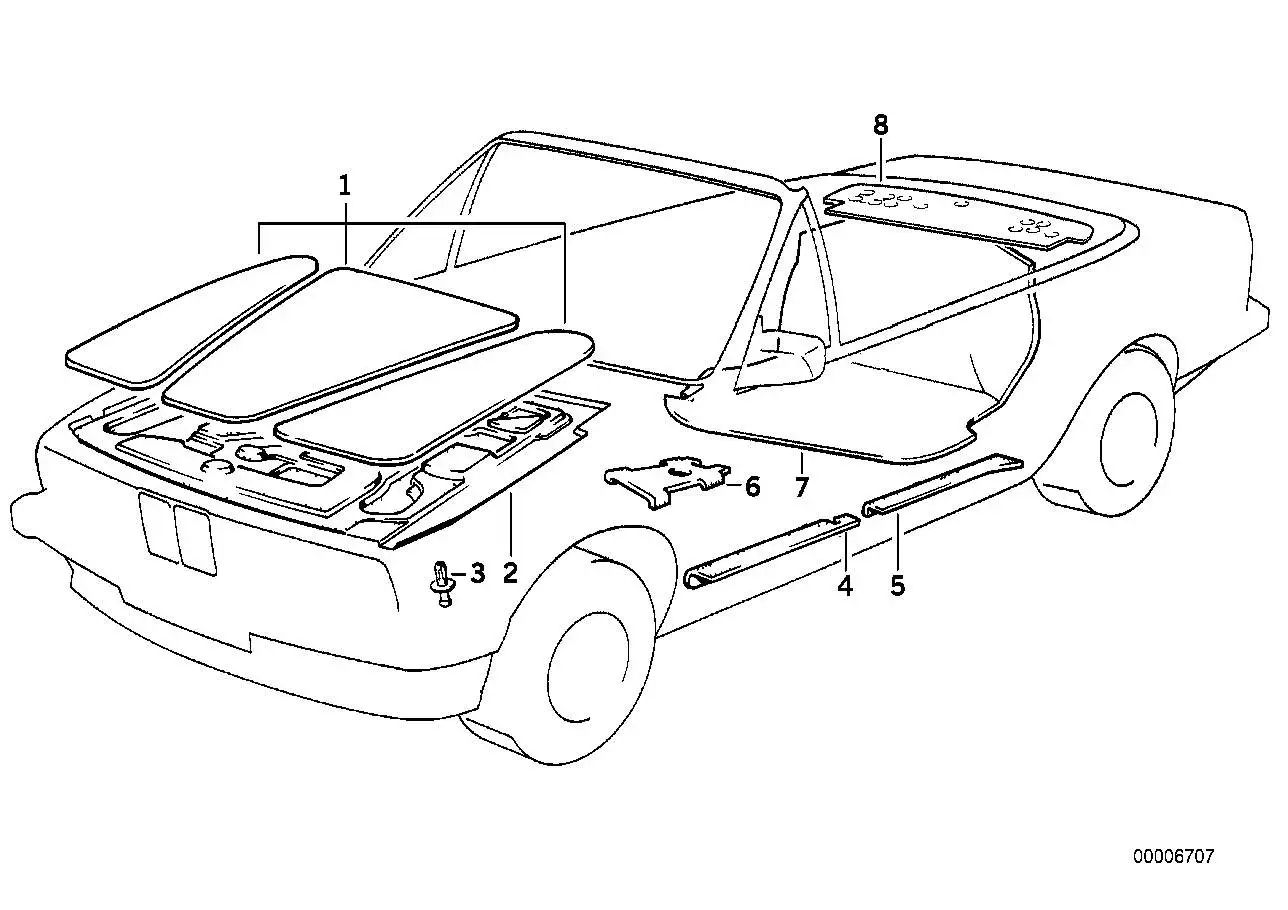 BMW Satz Schallisolierung E30 51481972245 - Z1 E30