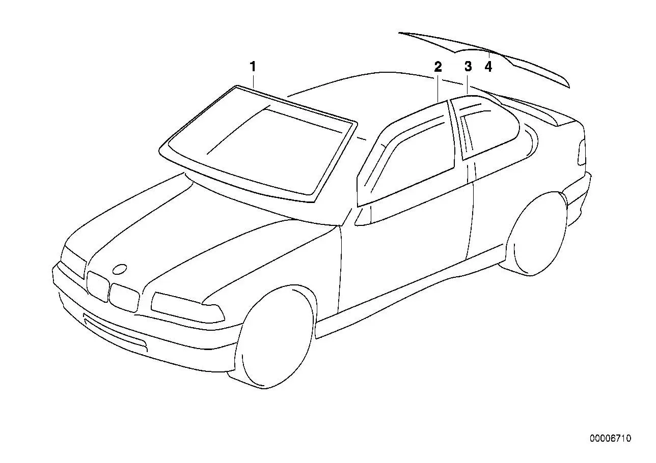 BMW Heckscheibe grün mit Antenne E36 51318200131