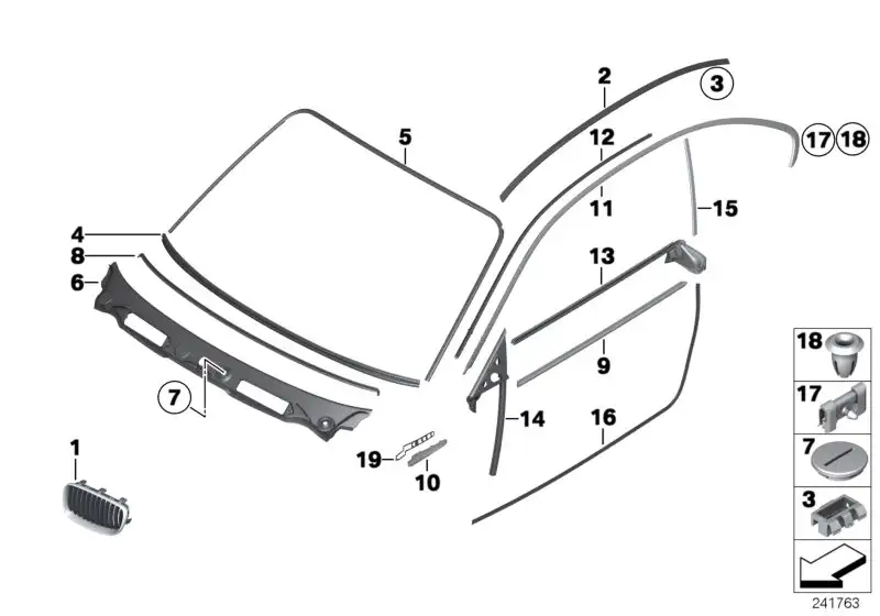 BMW Abdeckung Windlauf E81 E82 E87 E88 51717058220 - 1er E81, 1er