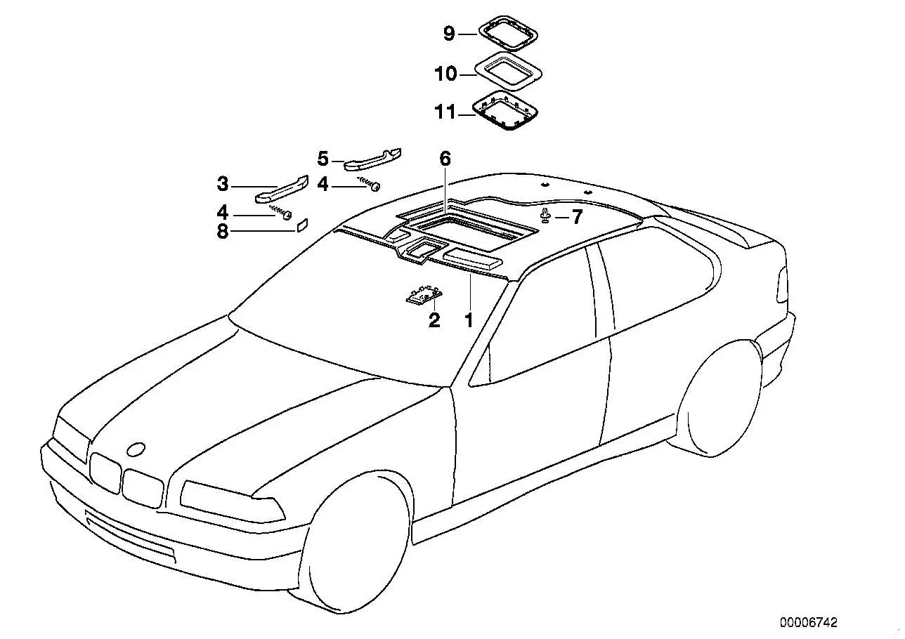 BMW Himmelbespannung Schiebehebedach E36 51448189218