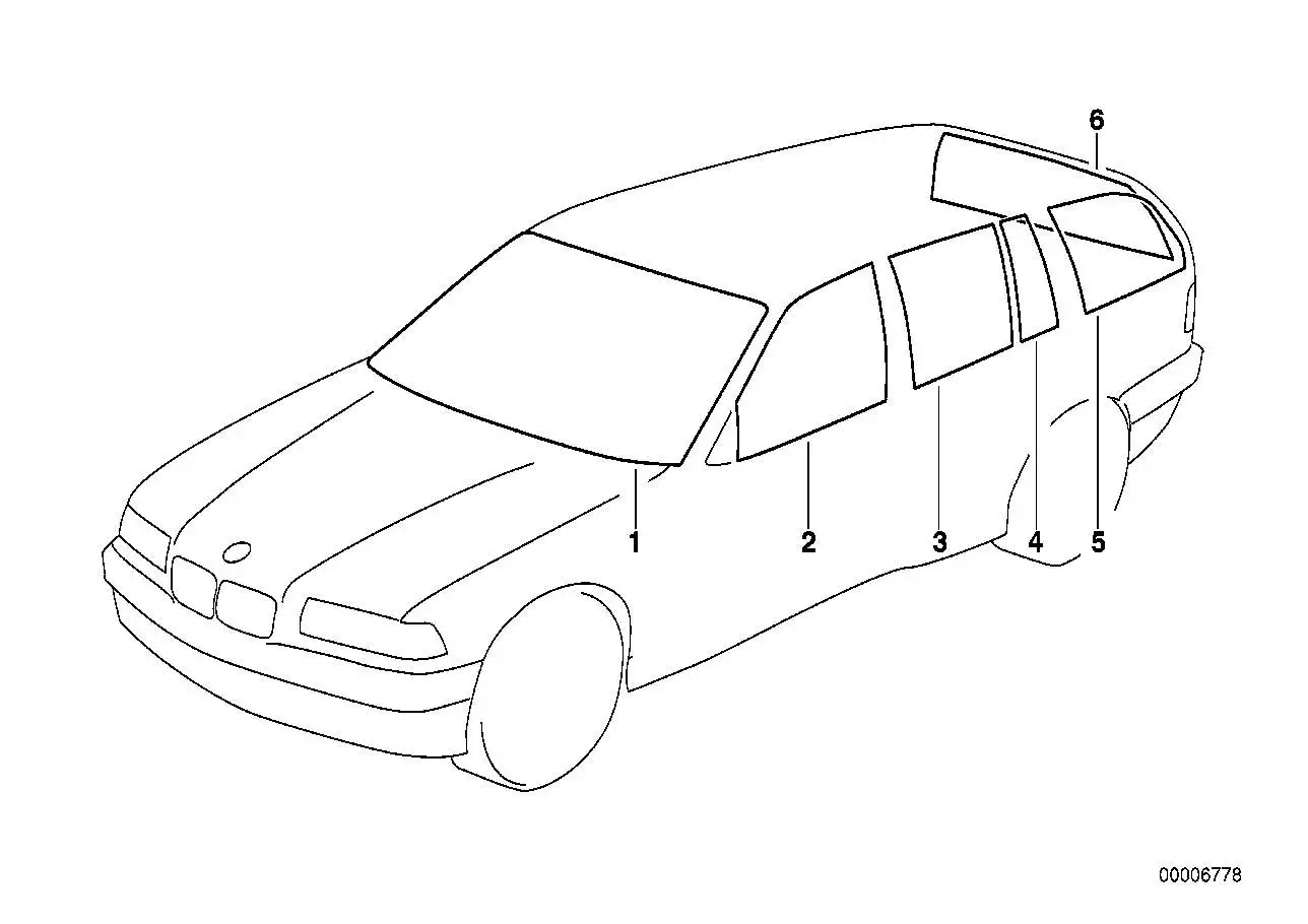 BMW Türscheibe fest grün rechts E36 51348188838
