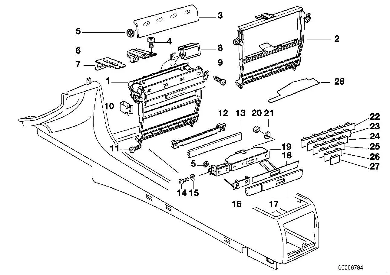 BMW Holzblende Bordmonitor E38 51458360706