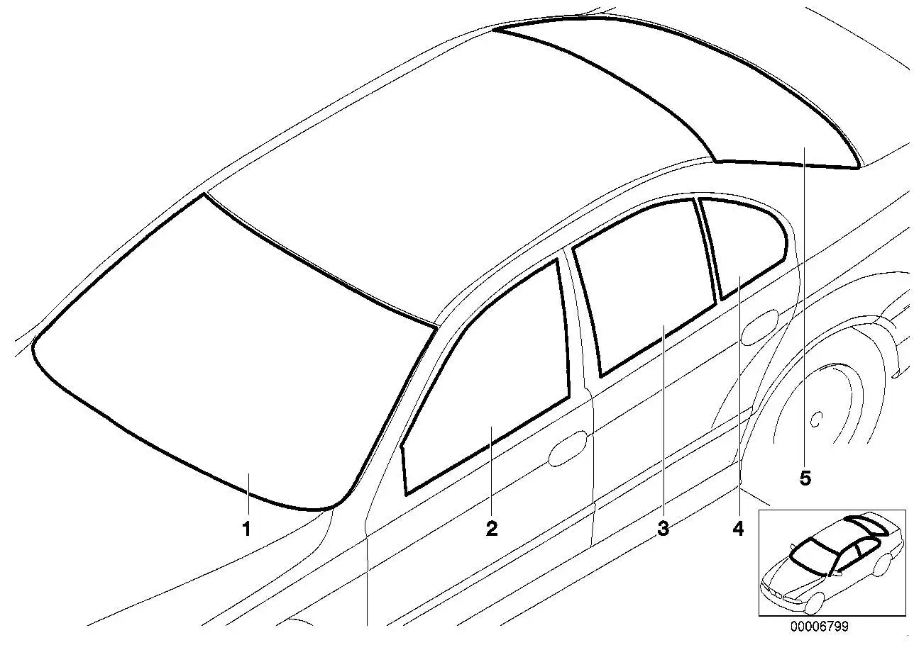 BMW Heckscheibe grün E39 51318172414