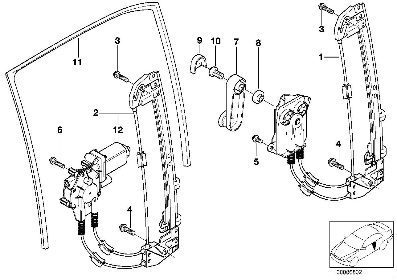 BMW Fensterheber hinten rechts E39 51348159834 - 5er E39