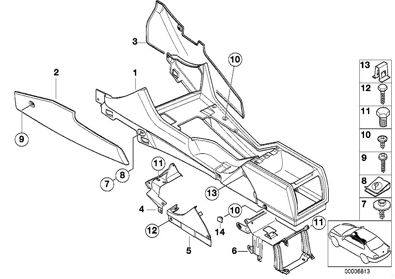 BMW Blende Mittelkonsole E39 51168196902