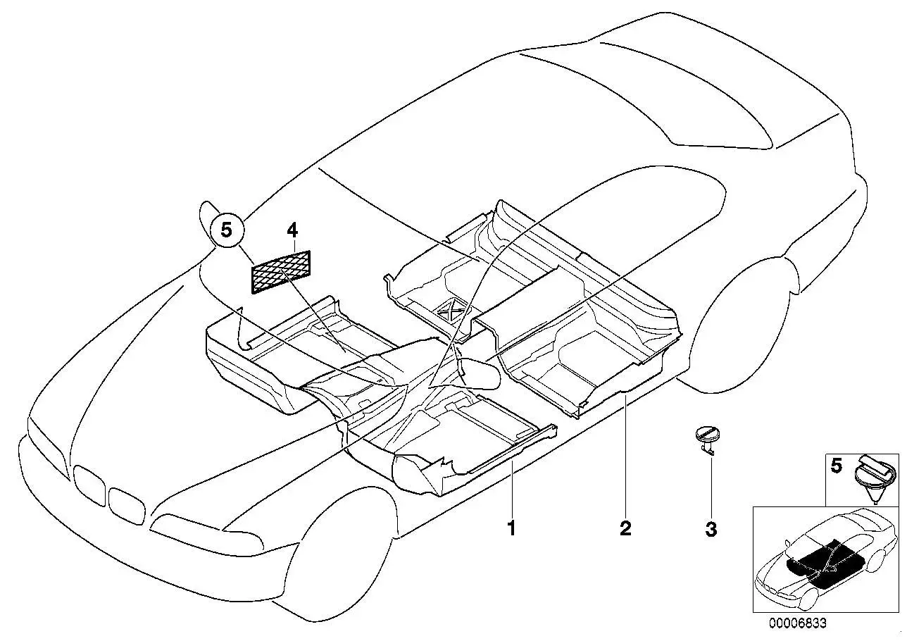 BMW Bodenverkleidung vorn E39 51472698227
