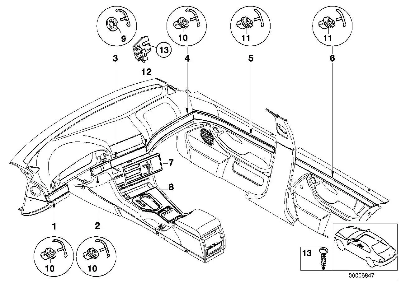BMW Zierblende Mitte E39 51458159740 - Bildposition 03