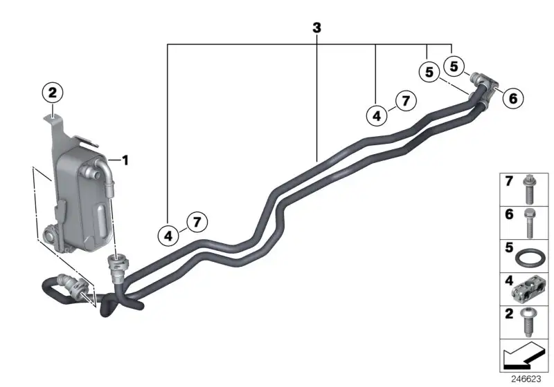 BMW Getriebeölkühlerleitung 17227601755 - Bildposition 03