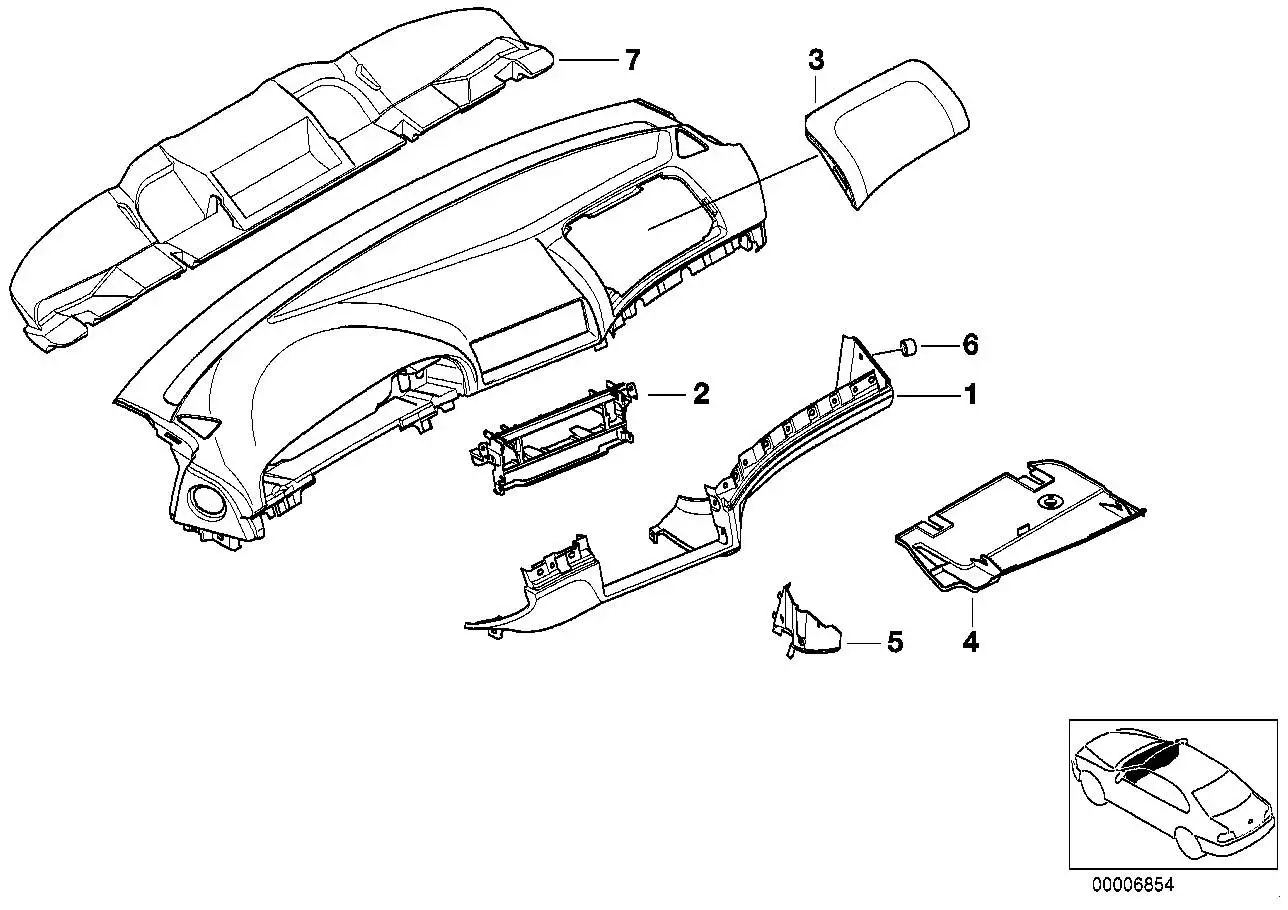 BMW Verkleidung Fussraum rechts E39 51458223280 - Bildposition 04