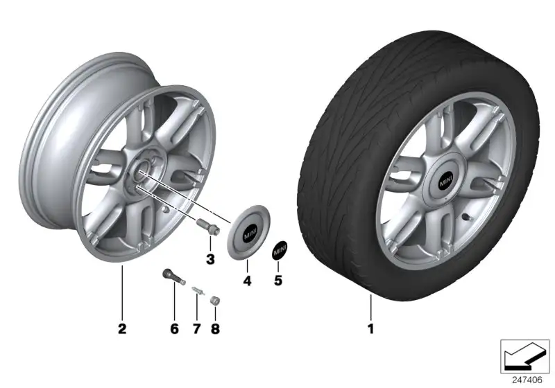 BMW Nabenabdeckung silber R55 R56 R57 R58 R59 36136862439