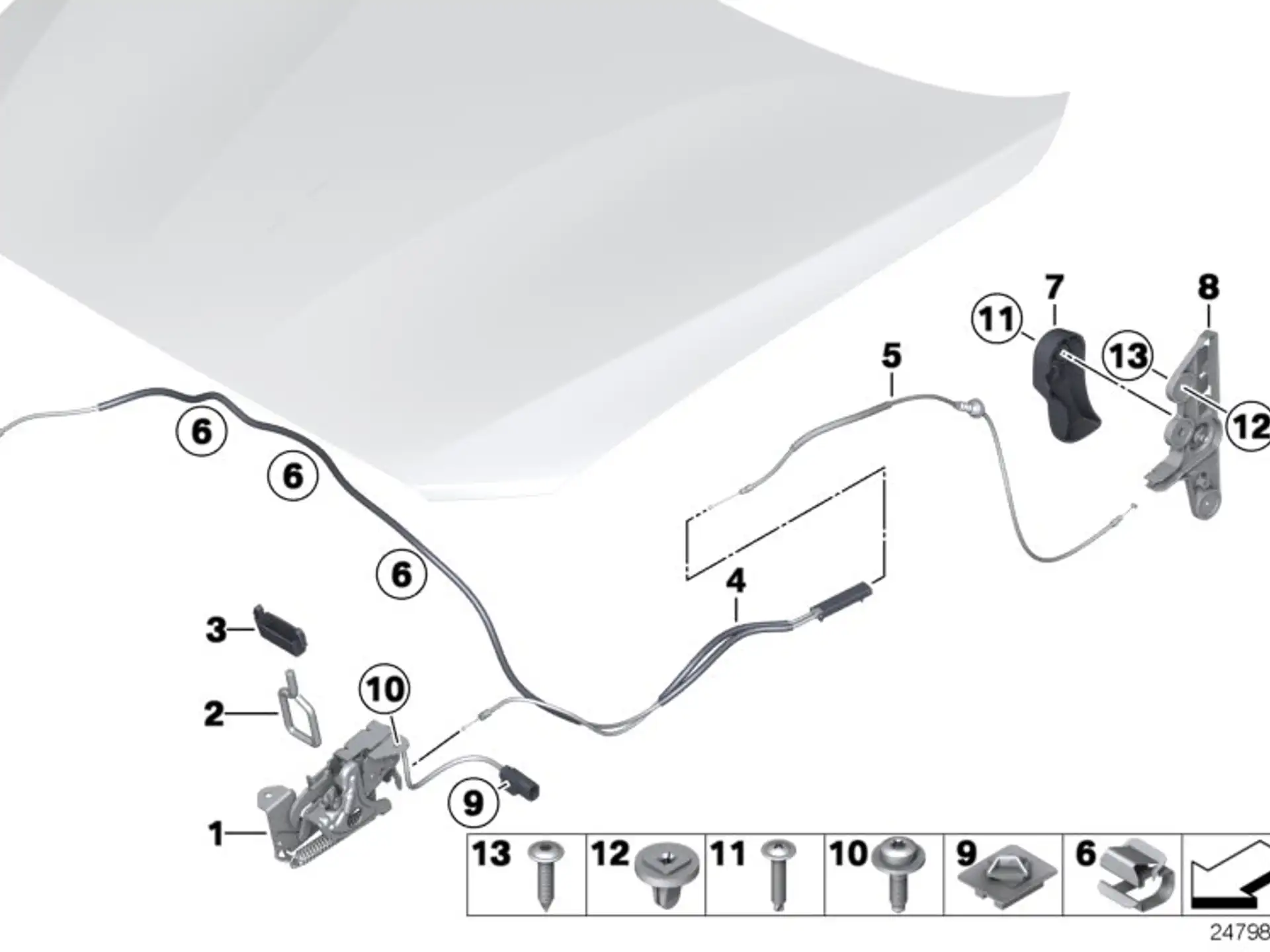 BMW Schliessbügel F20 F21 F22 F23 F30 F31 F32 F33 F34 F36 F80 F82 F83 F87 F87N F54 F55 F56 F56E F57 51237247080
