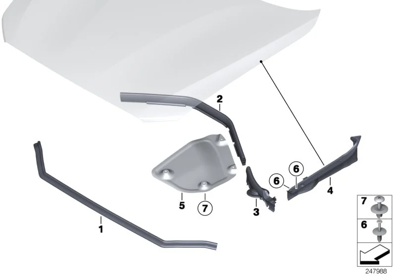 BMW Abdichtung Frontklappe vorne F20 F21 F22 F23 F87 F87N 51767239145