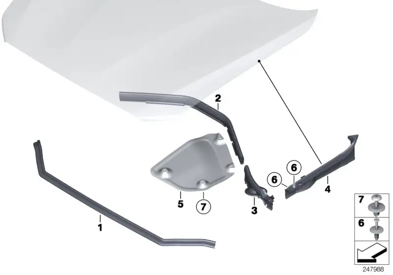 BMW Abdichtung Frontklappe vorne F20 F21 F22 F23 F87 F87N 5176723