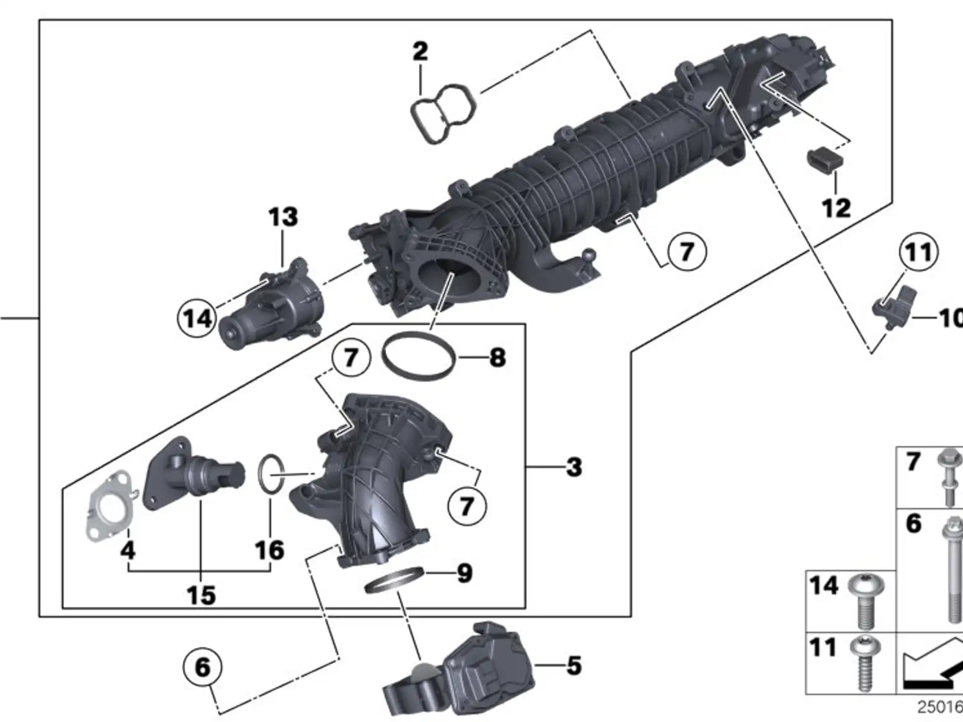 BMW Ansaugleitung mit Klappensteuerung F01 F02 F06 F07 F10 F11 F12 F13 F15 F16 F25 F26 F30 F31 F32 F33 F34 F36 11617811909