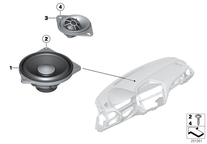 BMW Mitteltonlautsprecher Hifi/Top-Hifi F06 F10 F11 F12 F13 F20 F21 F22 F23 F30 F31 F32 F33 F34 F36 F39 F45 F46 F48 F80 F82 F83 F87 F87N F90 G11 G12 G30 G31 G32 I01 I12 I15 F54 F55 F56 F56E F57 F60 R55 R56 R57 R58 R59 R60 R61 65139368383