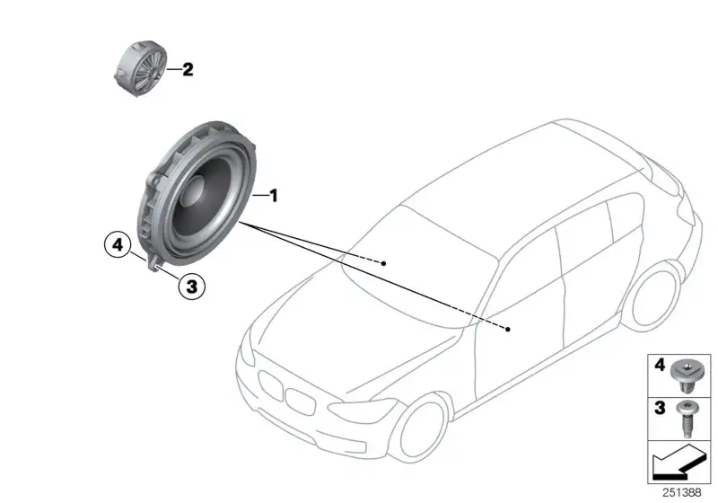 BMW Mitteltonlautsprecher Stereo/HiFi F20 F21 F25 65139209183 - 1