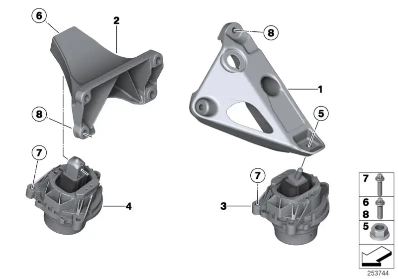 BMW Motortragbock rechts F25 F26 22116784830